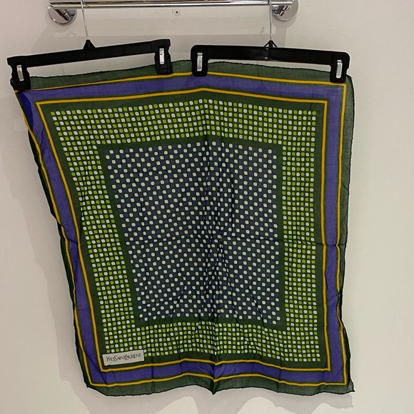 Yves Saint Laurent Vintage Polka Dot Cotton Scarf - Picture 2 of 4